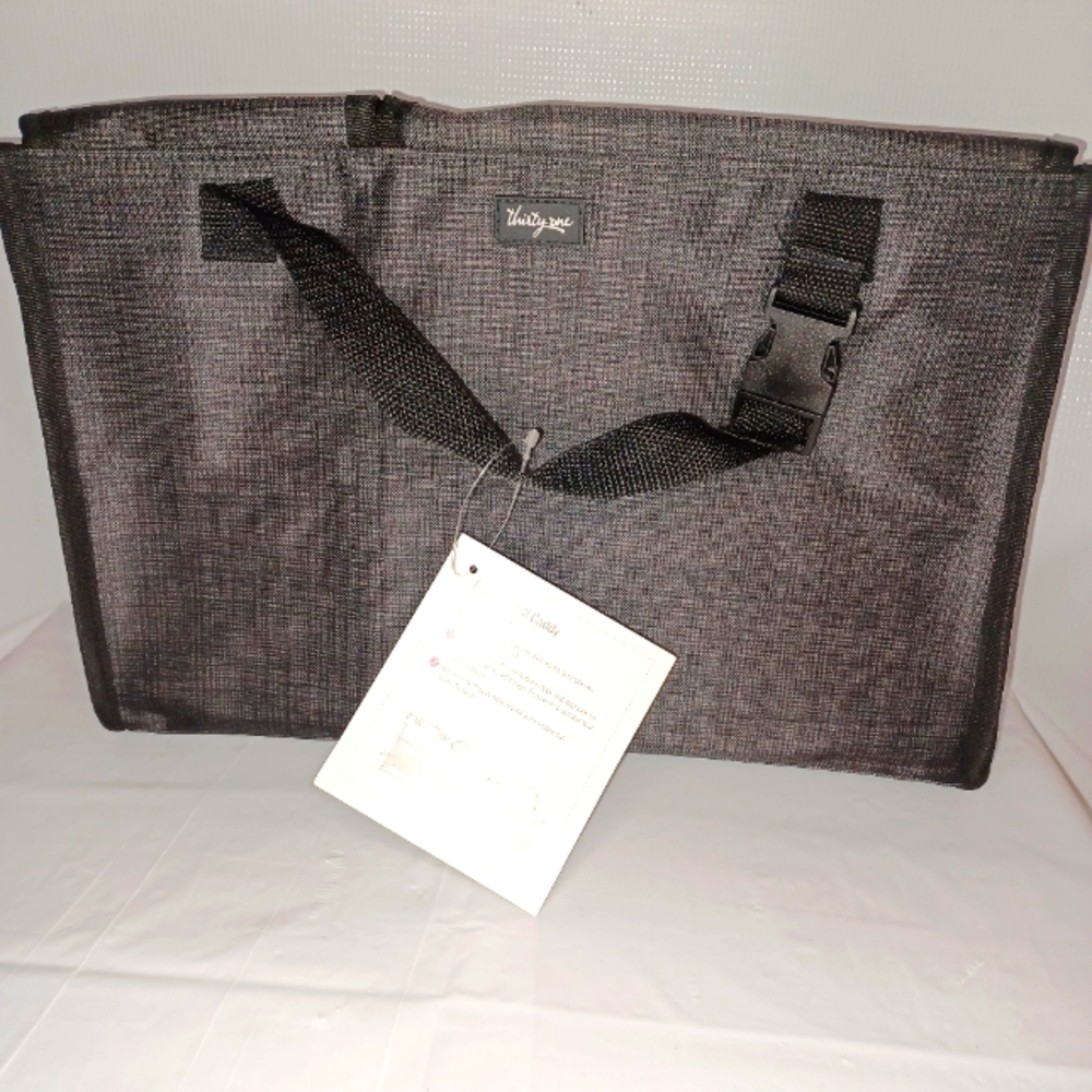 Thirty One Pack N Pull Caddy Car Storage Organizer Bag Black Cross Pop